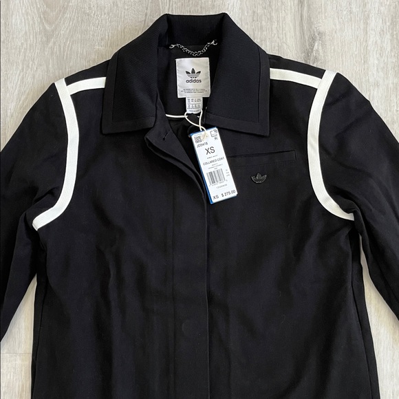 Adidas Originals Collared Twill Long Coat Black Womens XS NWT $275 Quiet Luxury - Picture 5 of 14
